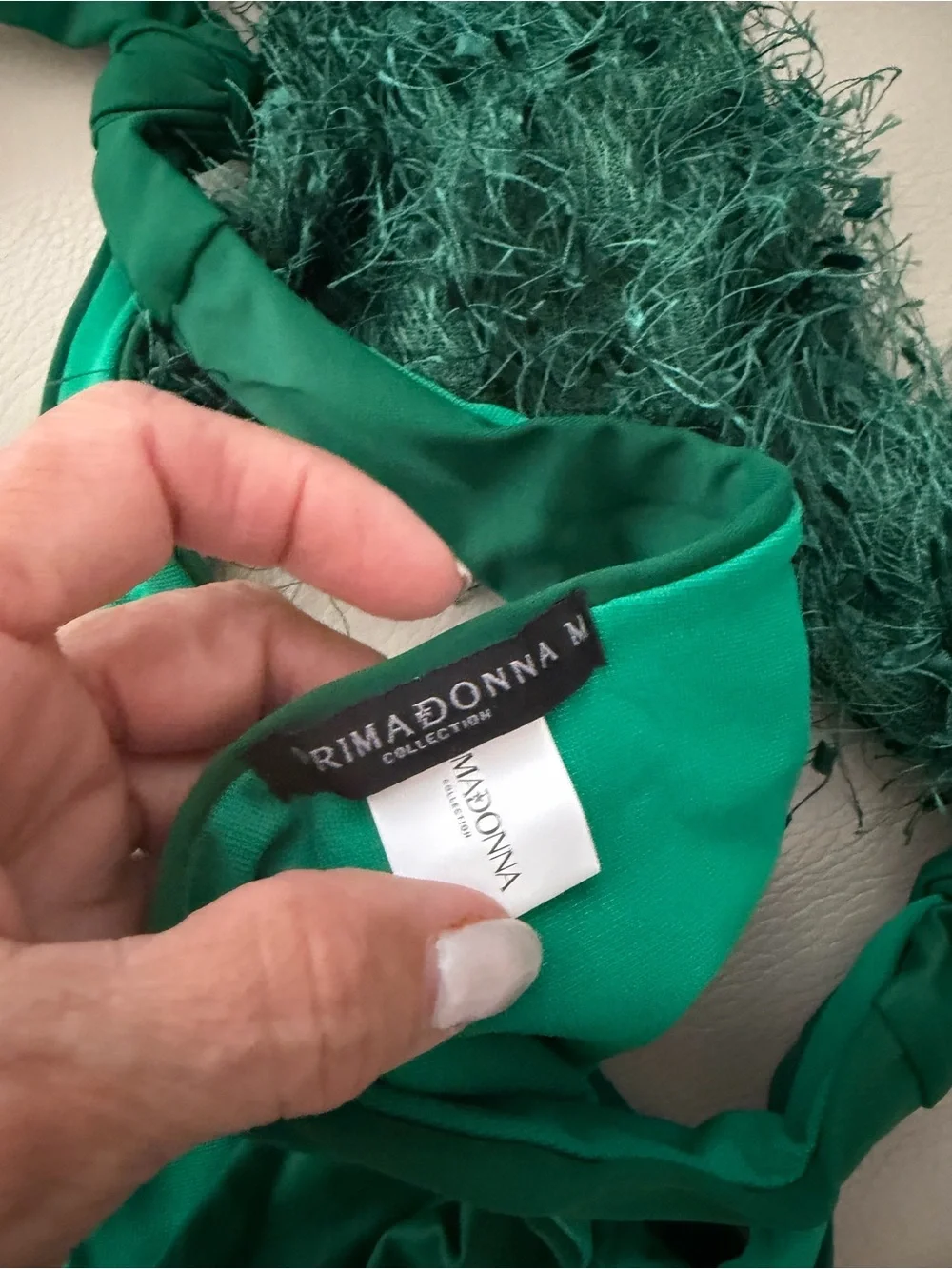 Prima Donna Emerald Green Feather-Trim Bikini Set